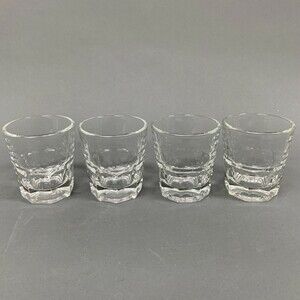 Libbey Clear Glass Glasses Panels 3 1/8" High Lot of 4